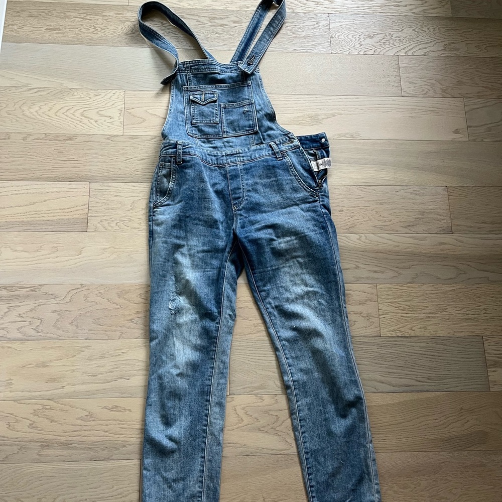 Free People Light Blue Denim Overalls